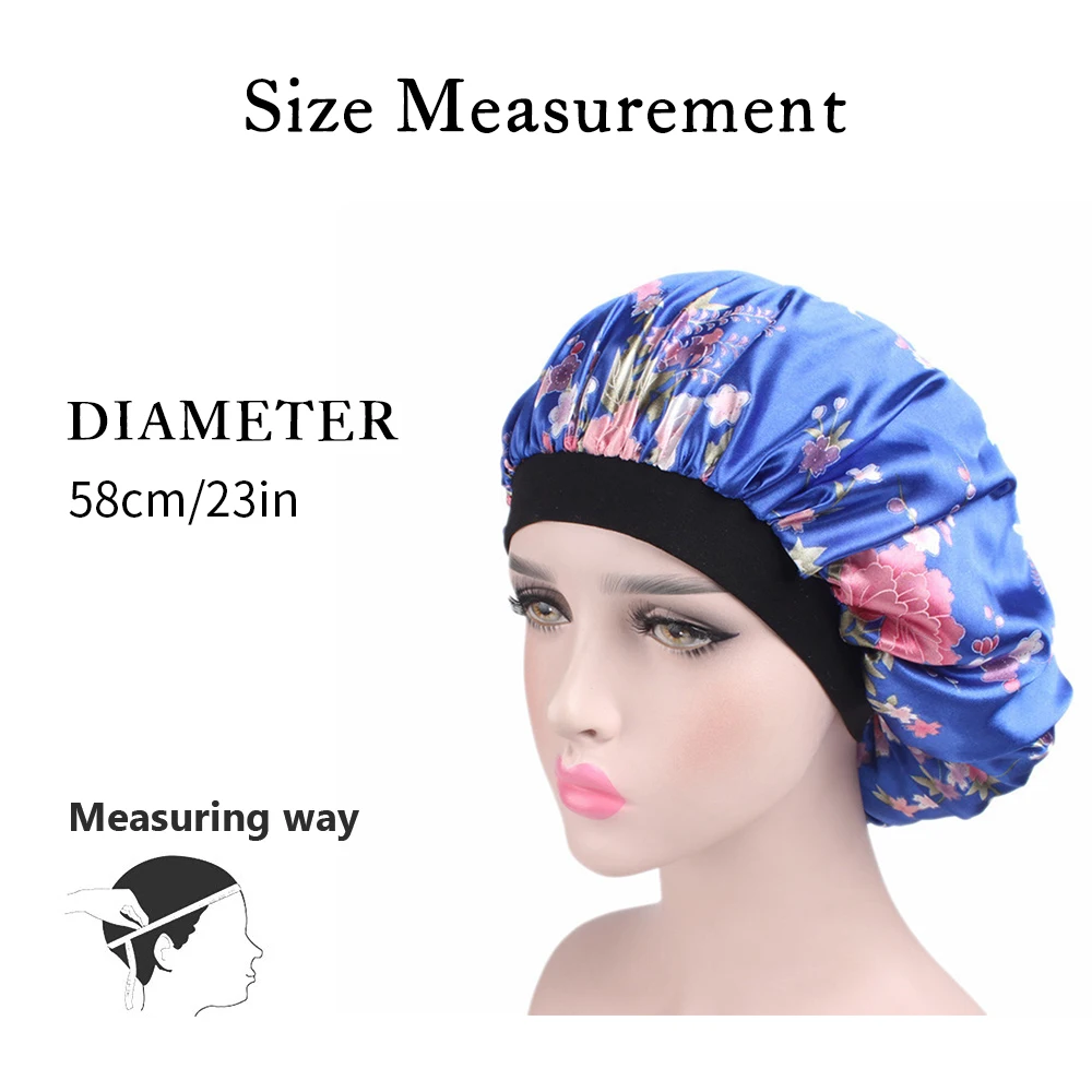 2pc New Fashion Women Satin Cap Hair Hat Shower Caps Silk Head