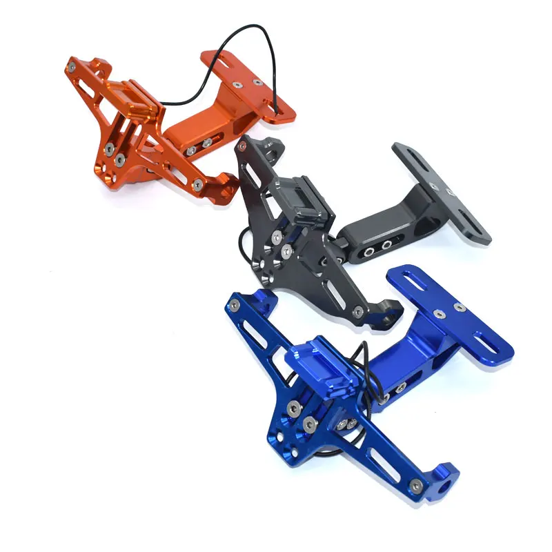 

Motorcycle full CNC Adjustable Angle Aluminum License Number Plate with LED light Frame Holder Bracket Universal