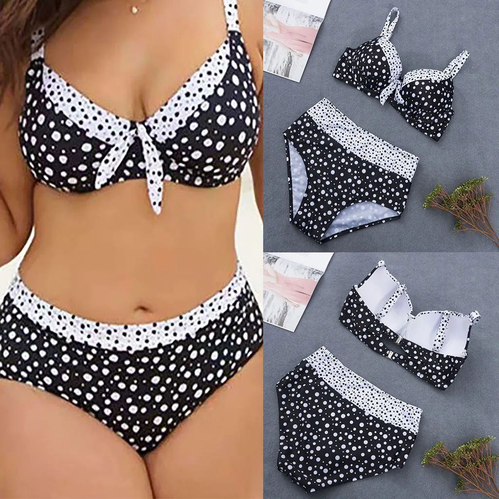 

2021 Sexy Swimwear Push Up Polka Dots Print Bikini Set Swimsuits Female Plus Size Women Bikini Set Brazilian Swimwear Bathing