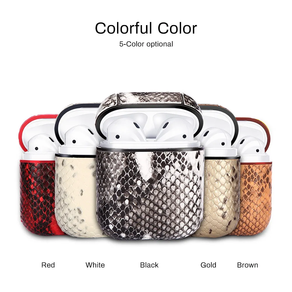 Snake Skin Earphone Case For Apple AirPods Protector Anti-lost Pouch For Air Pod Wireless Bluetooth Earphone Fashion Carcasa Bag