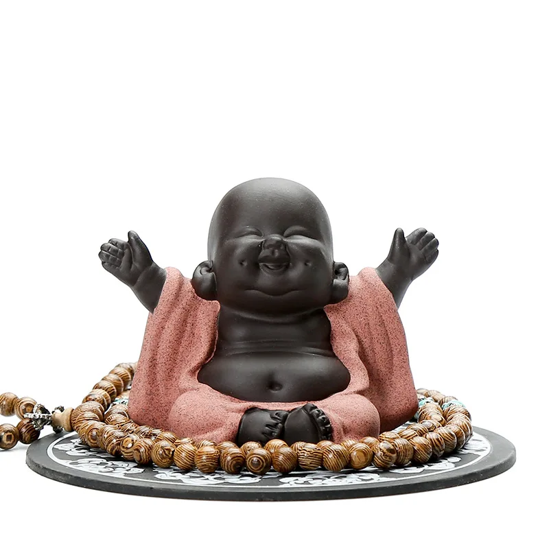 

T Happy Buddha Car Decoration Home Decoration Accessories Modern Ceramic Lucky Figurines & Miniatures Ornaments with Bead