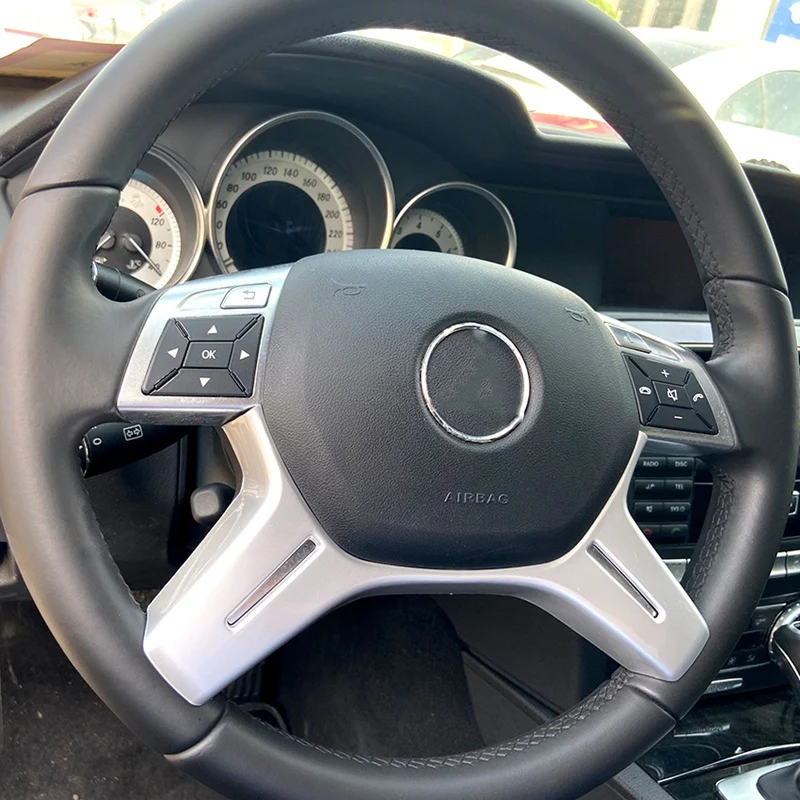 Автомобильная Серебристая ABS рамка для руля накладка наклейка Mercedes Benz C E GLK CLS M Class