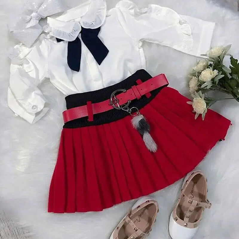 Комплект из 2 предметов детская одежда для маленьких девочек Милая юбка с рюшами