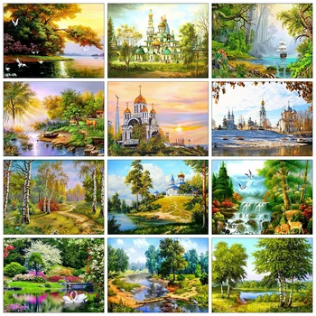 

Huacan 5D Diamond Painting Landscape Full Square Drill Diamond Mosaic Nature Handmade Craft Kit Wall Art Decor