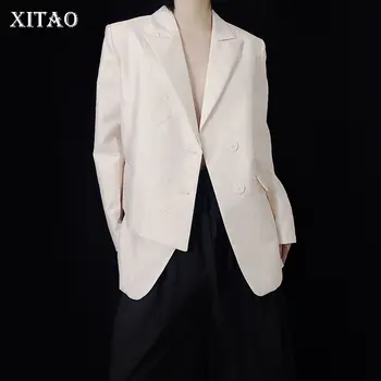 

XITAO Women Fashion Blazer 2020 Minority Pocket Goddess Fan Casual Style Solid Color Elegant Minority Split Coat Top ZY1462