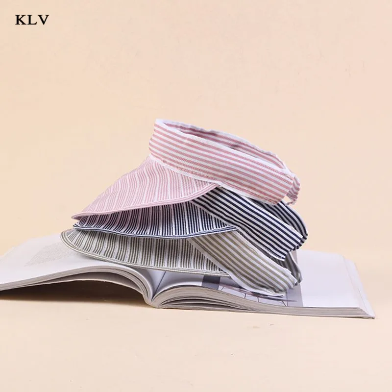 KLV, летняя, винтажная, в полоску, для женщин, девушек, Пустой Топ, солнцезащитный козырек, шляпа, складная, с широкими полями, с защитой от ультрафиолета, для спорта, на открытом воздухе, пляжная кепка