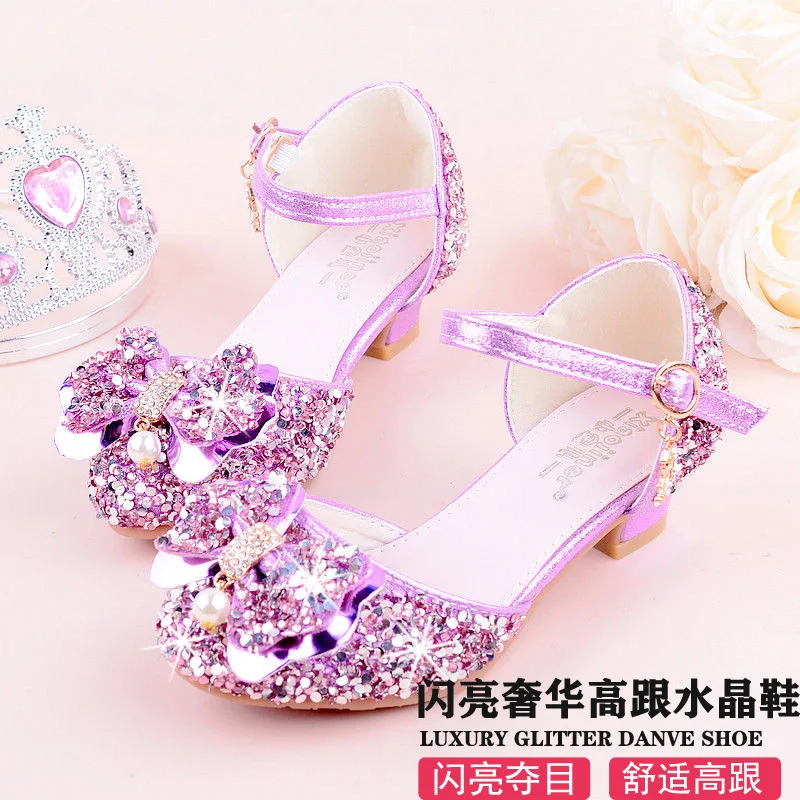

Girls Shoe2019 New Style Summer Model Princess Shoes Kids Child High-heeled Sandals Silver