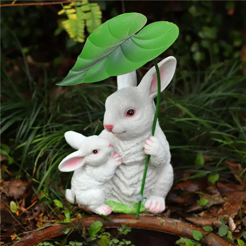 

Pastoral Cute Simulation Rabbit Figurines Resin Squirrel Hedgehog Statue Metal Shade Ornament Garden Courtyard Decoration Crafts