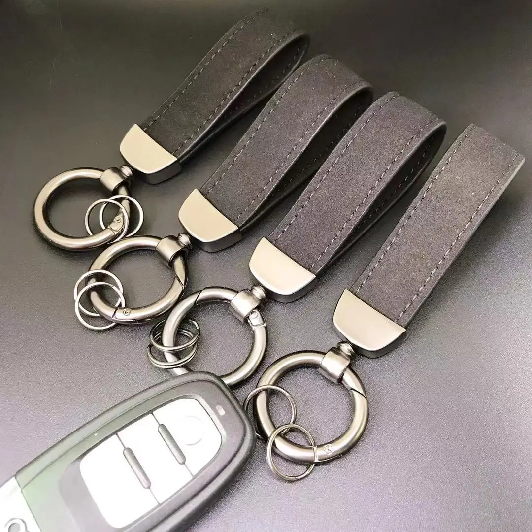 Car Rings Key Chain Leather Horseshoe Keychain Car Keyring For Sline RS AMG R For Benz For Toyota V W Car Accessories Gift