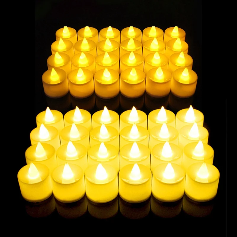 

24pcs Battery Powered LED Candle Multicolor Lamp Simulation Color Flame Flashing Tea Light Home Wedding Xmas Party Decoration