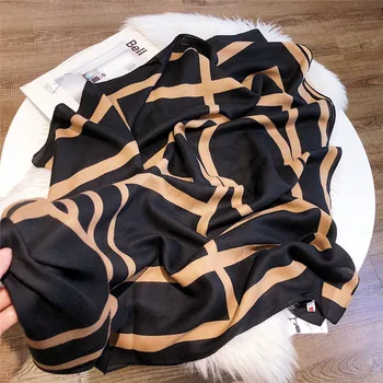 

Spring summer 2020 Europe America Cotton hemp sun protection beach scarf geometric letter printing beach towel women Shawl Scarf