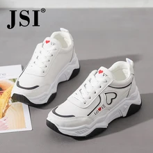 JSI Fashion Women Flats Heart-Shaped Print Cross-Tied Lace-Up High Quality Anti-Slippery Shoes Comfortable Stylish Sneakers JY22