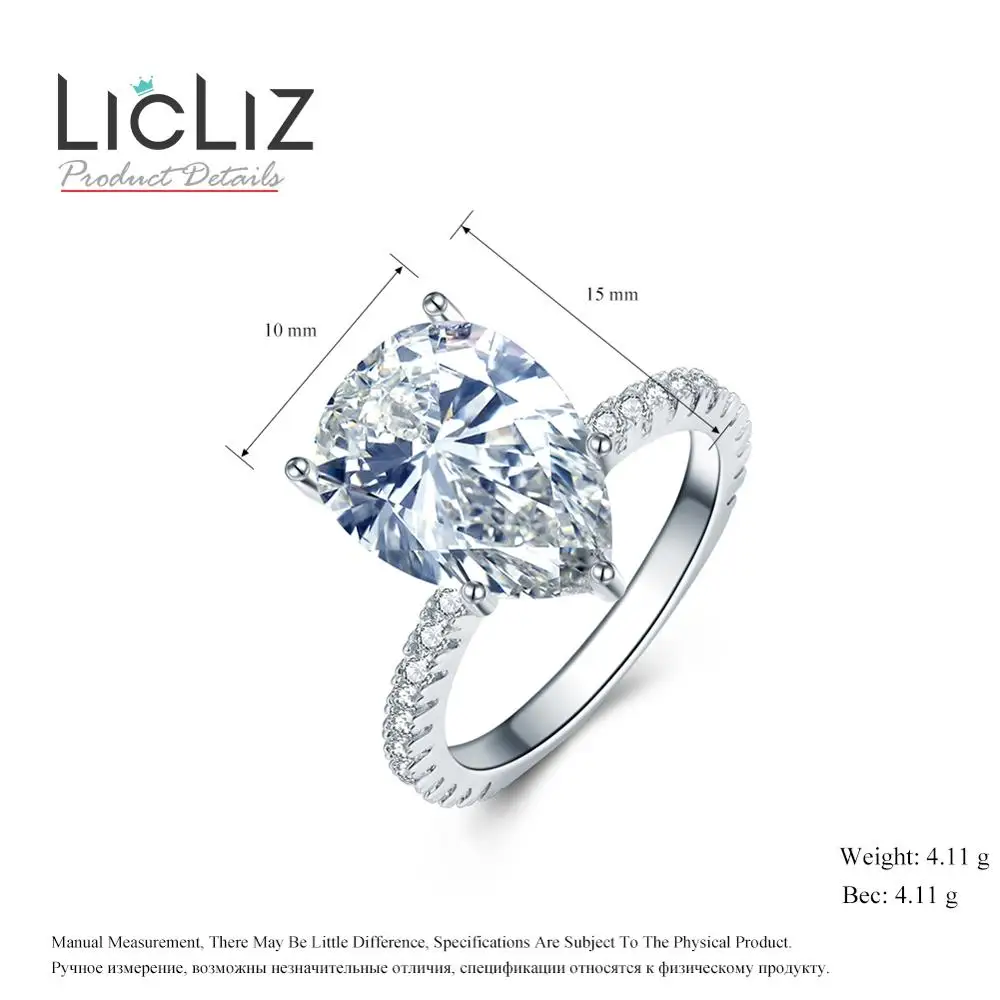 Water Drop LicLiz, модное роскошное овальное циркониевое кольцо вечности для женщин, микро проложенное цирконием, белое золото, ювелирное изделие для женщин LUR0580A - Цвет основного камня: Water Drop