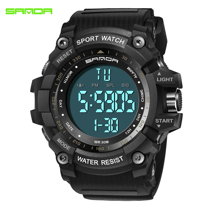 

SANDA New Style Multi-functional Fashion LED Running Stopwatch Waterproof Sports Students Electronic Watch MEN'S Watch Gift