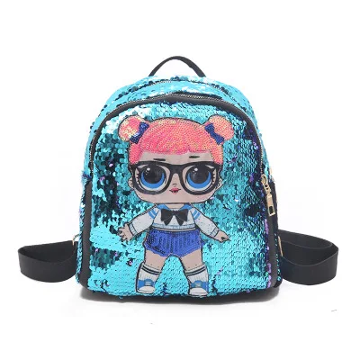 Синий NoEnName-Null nuevas gafas de dibujos animados de lentejuelas mochila escolar calle salvajes mochila Mini mochila - Цвет: Синий