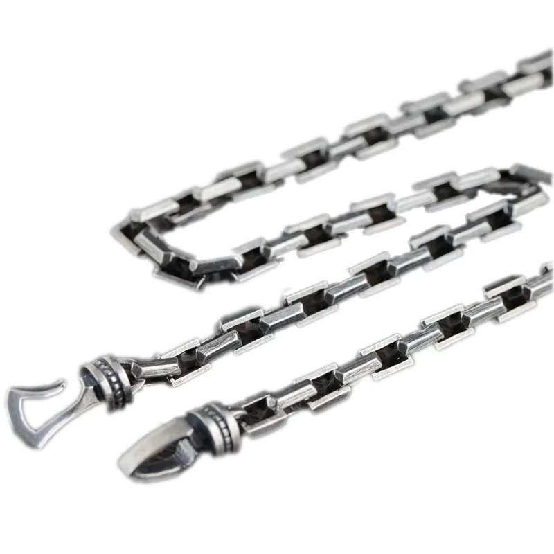 Bocai New 100% Real S925 Silver Vintage Jewelry Punk Men's