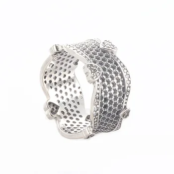 

100% 925 Sterling Silver Pan Ring Classic Hollow Wreath Love Heart Ring For Women Wedding Party Gift Fashion Jewelry