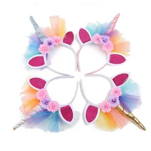 Большие марлевые резинки для волос в виде единорога, детский шарик для дня рождения, аксессуары для волос в виде единорога, лошади