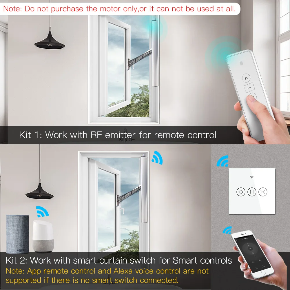 New Electric Chain Window Opener 4 Wires Motor Stainless Steel Chain Type with Tuya WiFi Curtain Blinds Switch Wall-mounted
