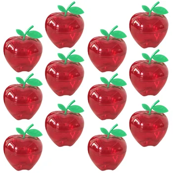 

12pcs Christmas Plastic Apple-shaped Chocolate Candy Box Storage Box (Red)