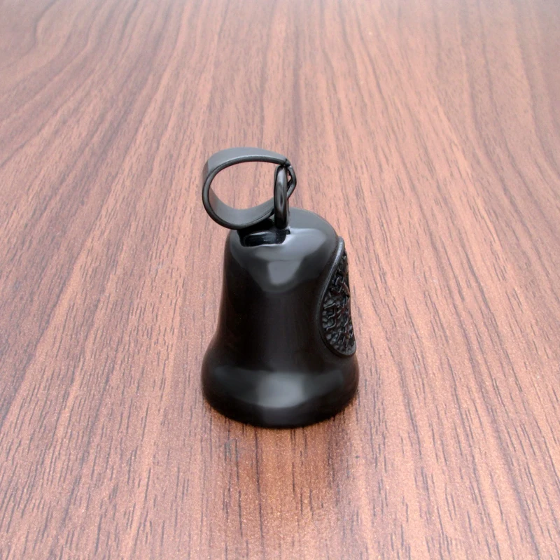Punk Stainless Steel Black Plated "Helm Of Awe" And "Viking Vegvisir" Viking Rune Compass Bell Pendant 6