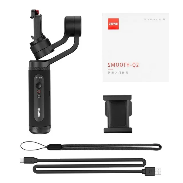 Zhiyun Smooth Q2 смартфон Gimbal 3-осевой Ручной Стабилизатор для Iphone 11 Pro Android vs OSMO Moblie 3 Snoppa Atom MINI S - Цвет: Черный