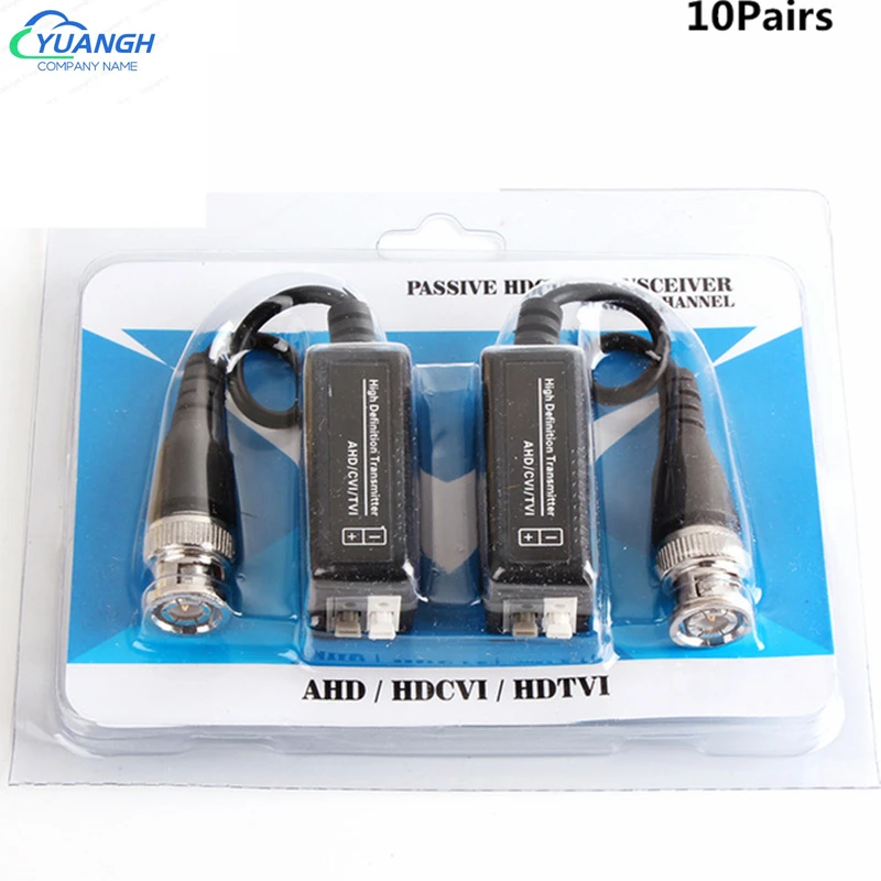 10 pares HD-CVI/HDVI/AHD pasivo transceptor de Video Balun Cable retorcido transmisor de Video Surviallance Cámara