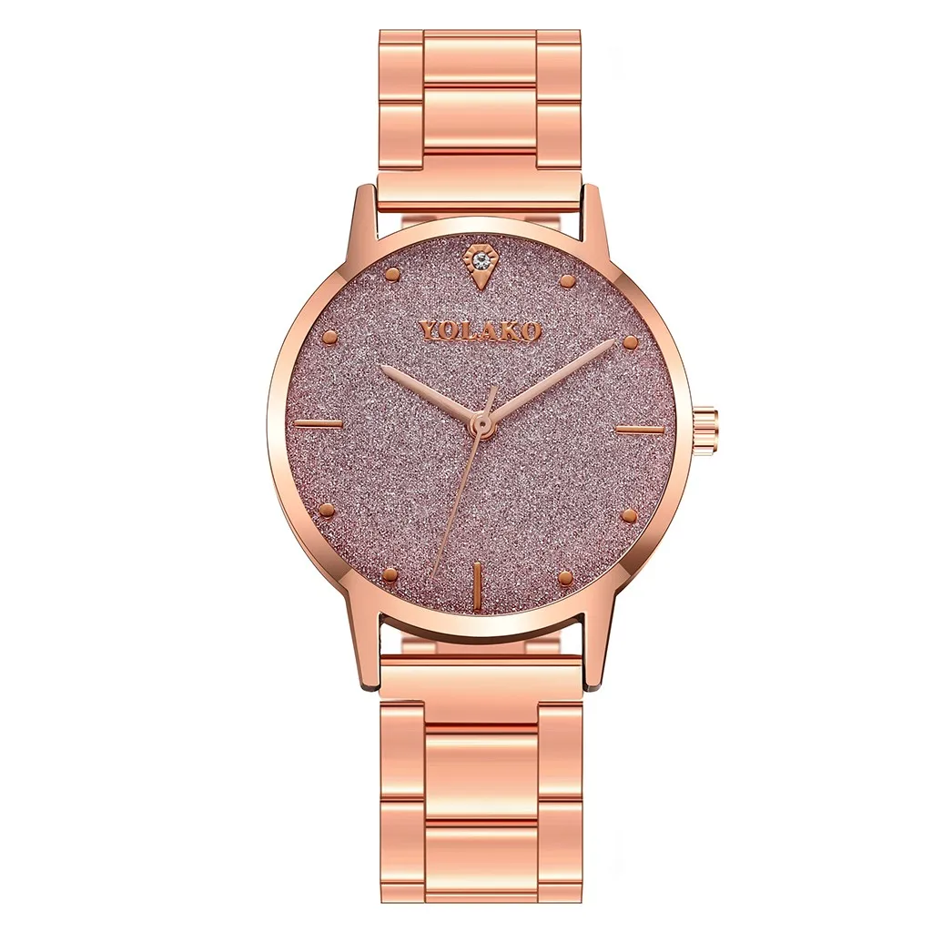 Розовое золото женские часы скраб звездное небо циферблат дамы кварцевые наручные часы Высокое качество сплав ремешок бизнес Montre Femme@ 50 - Цвет: multicolor