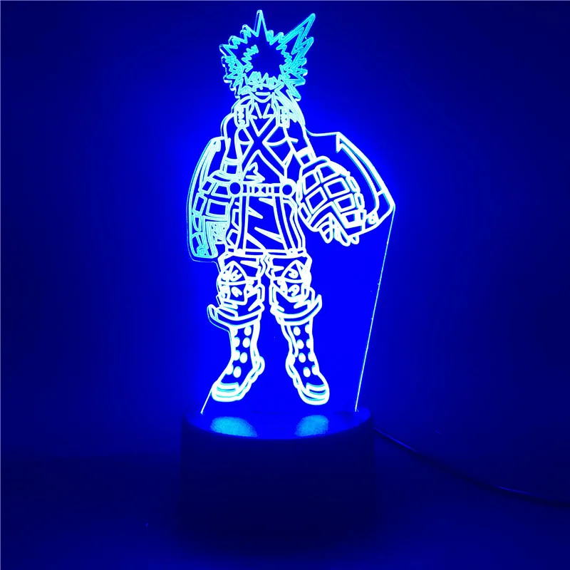 Boku No Hero academia 3D Lamp Light Katsuki Bakugo Figure Led Night Light for Children Kids My Hero Academia Anime Light Toys