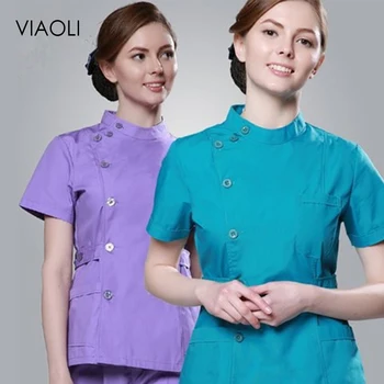 

Fashion Summer women hospital medical scrub clothes set fashionable design slim fit dental scrubs beauty salon men nurse uniform