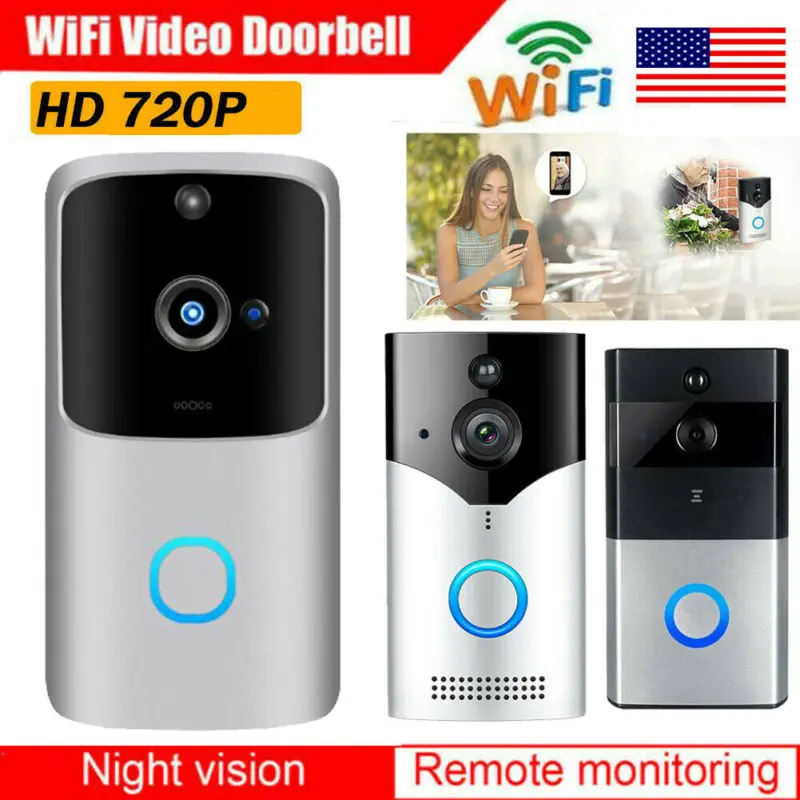 

Smart WiFi Doorbell Wireless IR Video Camera Intercom Record Home Security Bells