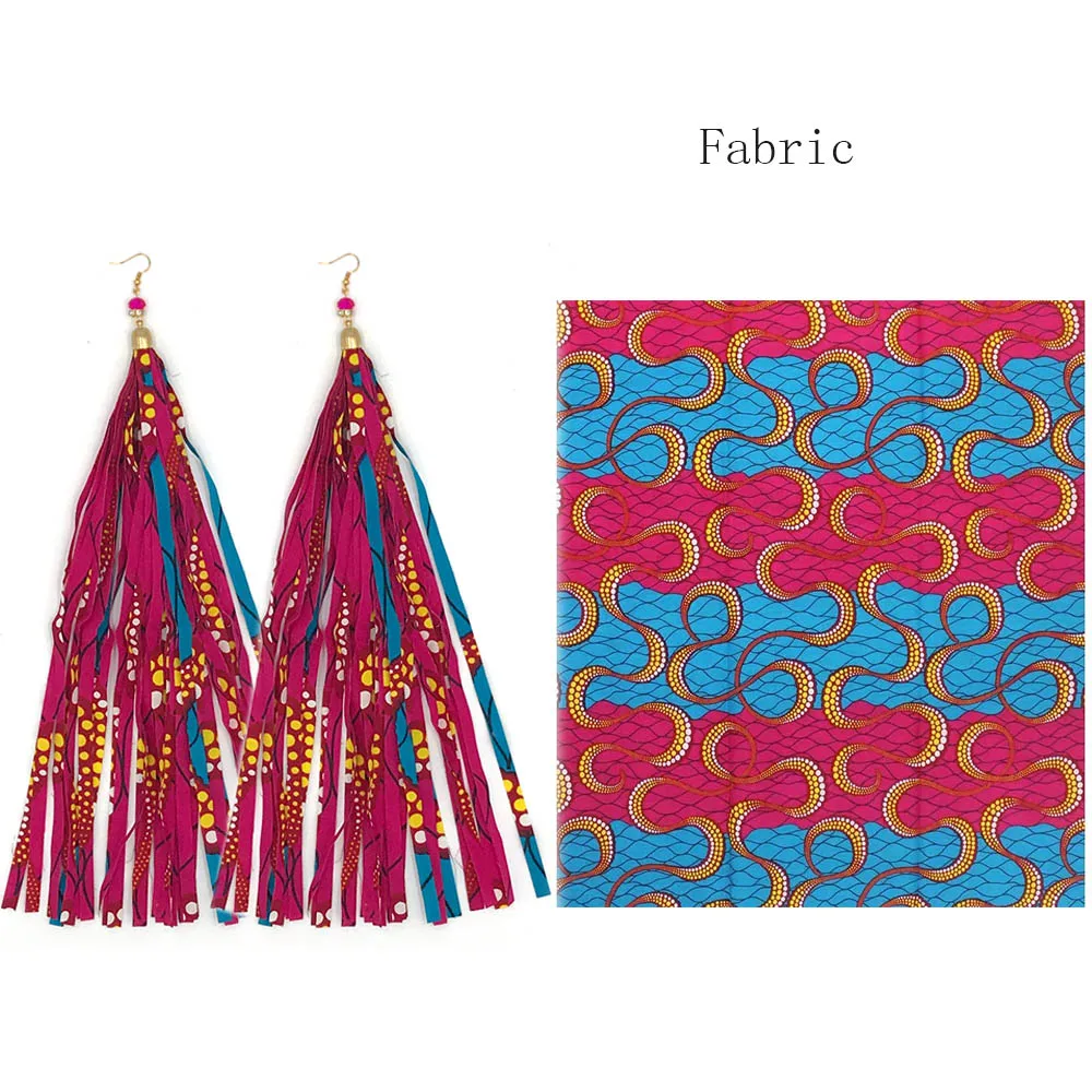 Африканские серьги из ткани для женщин Анкара Ювелирные серьги Бохо ручной работы этнические Длинные Модные кисточки стиль - Окраска металла: Светло-желтый цвет