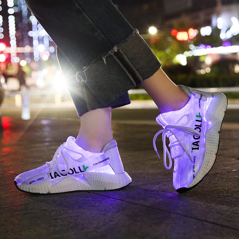 Супер-светильник; Летние светодиодные волоконно-оптические туфли для мальчиков и девочек; мужские и женские светящиеся кроссовки с зарядкой через USB; Мужская обувь; светильник; спортивная обувь