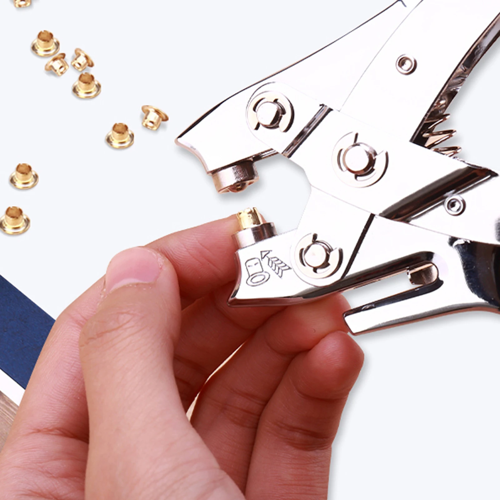 Stainless Steel Hole Puncher Heavy Duty 2 in 1 Household Garment Eyelet Leather Belt Card Shoe Setting Plier for Factory