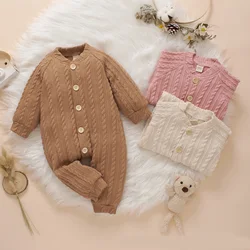 Vêtements d'hiver pour nouveau né, barboteuse tricotée unisexe, combinaison épaisse et chaude pour bébé fille et garçon de 0 à 18M 