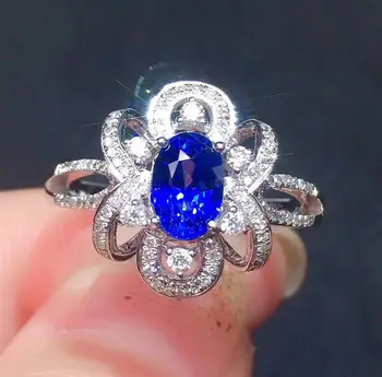 

Y531 Blue Sapphire Ring 1.03ct Real Pure 18 K Natural Blue Sapphire Gemstone Diamonds Stone Female Ring