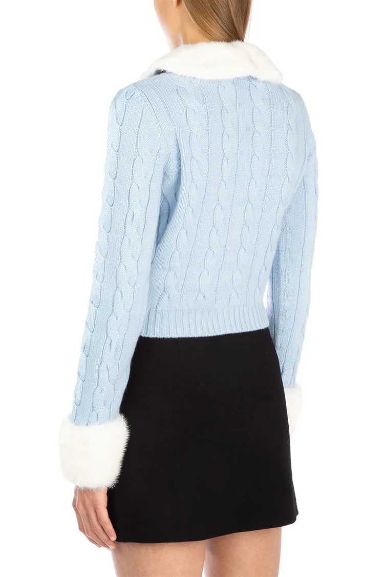 TVVOVVIN Sweet Girl Style Short Fund Sweater Early Autumn Lead Skinny Hemp Flowers Knitting Cardigan ZX512