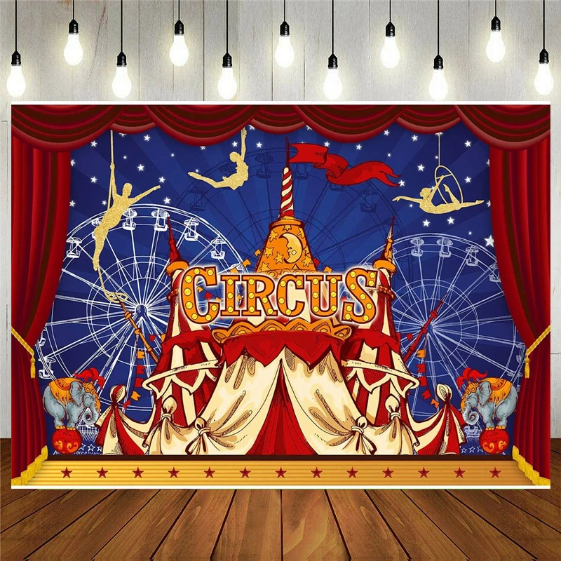 Night Theme Background Vintage Circus Tent Acrobat Curtain Photography Backdrop Grand Event Party Birthday Baby Shower Decor | Электроника