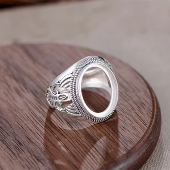 

Joanlyn Ring Blank (12x16mm Oval Blank) Adjustable Thai Sterling Silver Ring Base Antique Style Oval Cabochon Ring Setting R840B