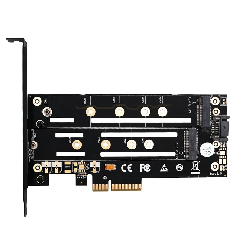 Pci E M2 Sata Riser Adapter Card B Key M Key M 2 Ngff Nvme Dual 3