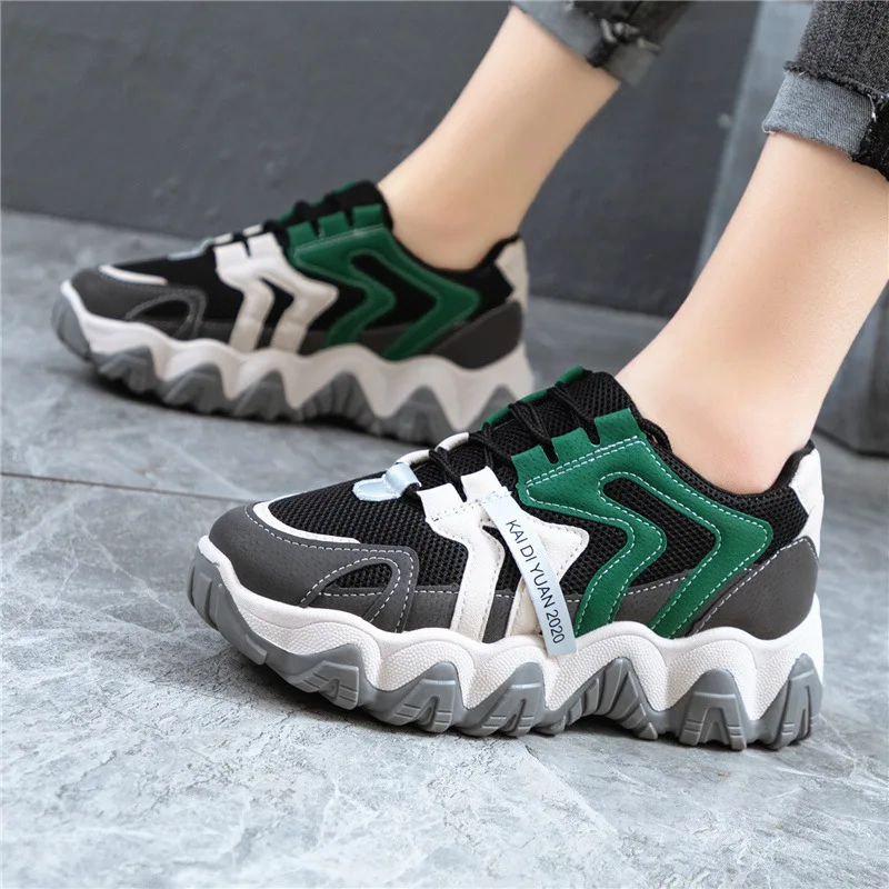 

Dad Shoes Women's 2020 Spring New Style Black And White with Pattern Significant Foot Little Big Wave Thick Bottomed Western Sty