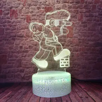 

Flashing 3D Illusion LED Desk Nightlight Colorful Changing Light Model Super Mario Bros Anime Figure Toys