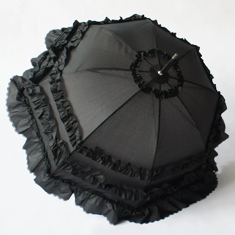 2021 Women Lace Wedding Sunny Rain Umbrella Long Handle Bridal Cute Princess Female Semi-automatic | Дом и сад