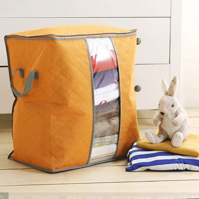 New Waterproof Portable Clothes Storage Bag Organizer Folding Closet Organizer For Pillow Quilt Blanket Quilt Bag Organizer#15 - Цвет: Оранжевый