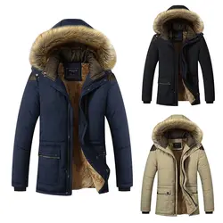 Shujin 2019 мужские зимние пальто с меховым воротником, повседневный длинный хлопковый капюшон с подкладкой, пальто для мужчин размера плюс 5XL
