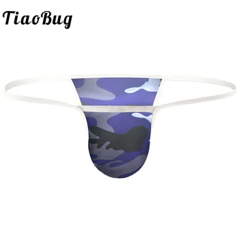 

TiaoBug Men Sexy Underwear Low Rise Bulge Pouch Mini G-string Thongs Micro Bikini Tanga Male Underpants