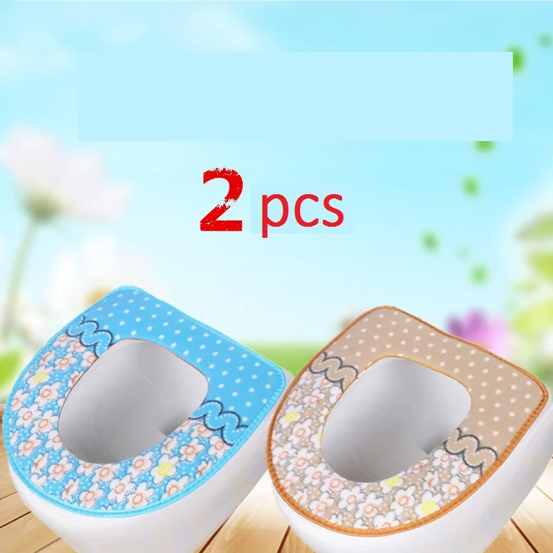 B blue brown 2pcs Радужные полосатые Чехлы для сиденья унитаза на молнии для туалета зимние теплые подушки Универсальный Размер удобный коврик для унитаза - Цвет: B blue brown 2pcs