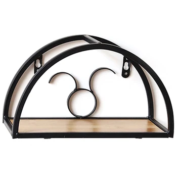 

Hot Sale Vintage Wrought Iron Shelf Wood Board Decorative Wall-Mounted Storage Racks Shelves Sundries Organizer