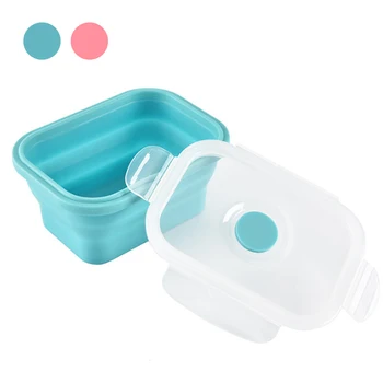 

Silicone Folding Collapsible Bento Box Stackable Food Storage Container Set