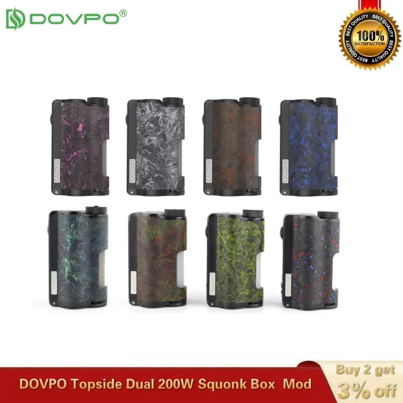

Electric Cigarette Original DOVPO Topside Dual Carbon Squonk Mod 200W with YIHI Chip Power By Dual 18650 Battery Vs Drag 2 Vape